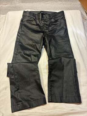BEVY Black Coated Vegan Leather Flare Jeans Size 30